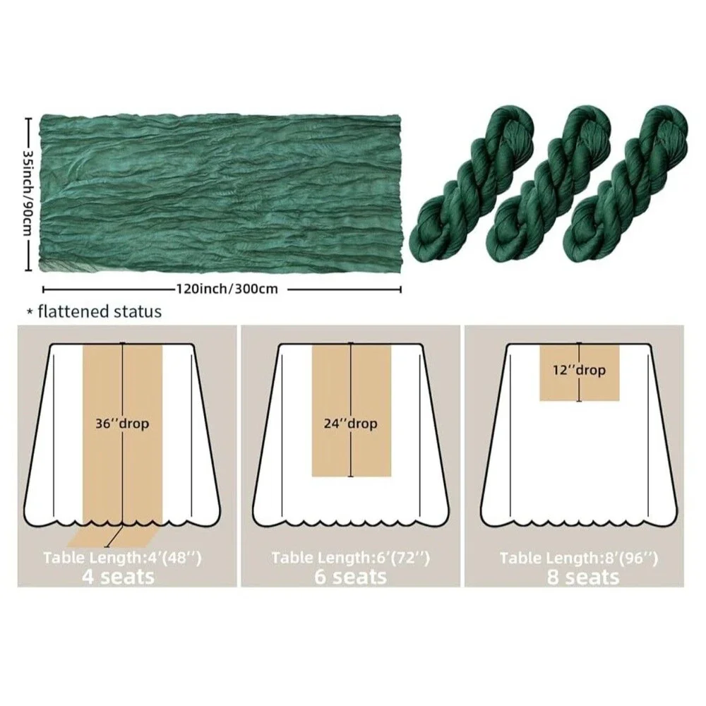 Table Runner 35x120 Inches for table Decoration holiday 3 Pack Emerald Green